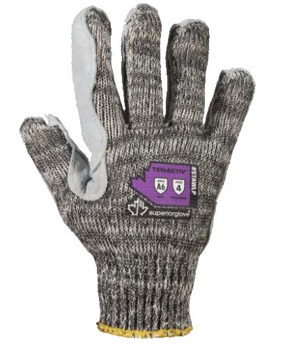 TenActiv Knit Leather Palm A6 Cut Resistant Gloves