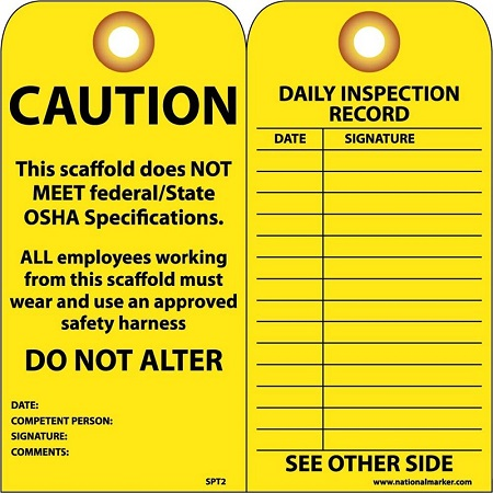 Scaffold Inspection Tags