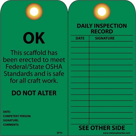 Scaffold Inspection Tags