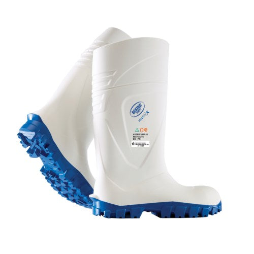 15" Steplite X  PU Boots White w/Blue Sole