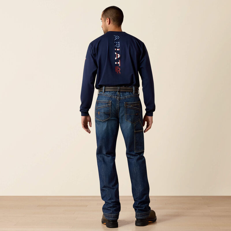 Ariat MNS FR LW RSE WRKHRSE BT CUT JN-Flint Blue