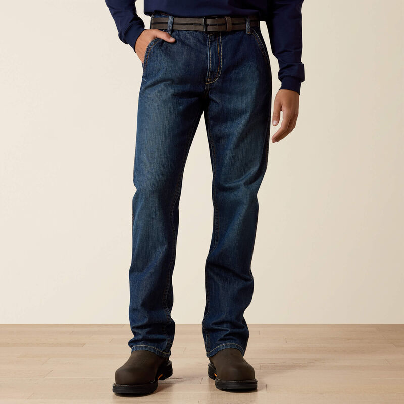 Ariat MNS FR LW RSE WRKHRSE BT CUT JN-Flint Blue