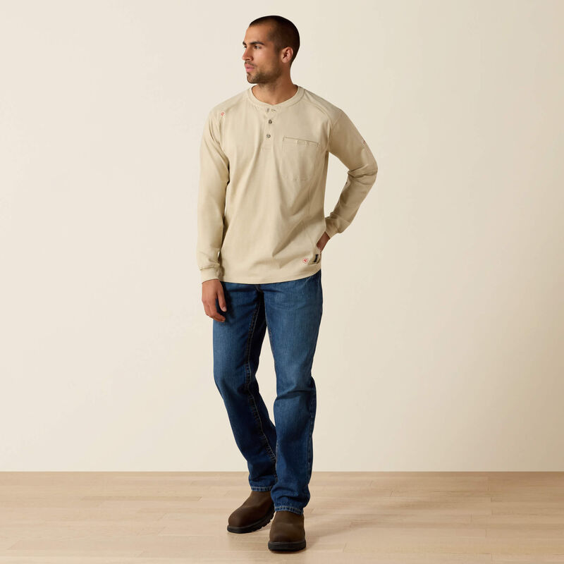 Ariat Henley FR Lng Slv Tee Sand Heather