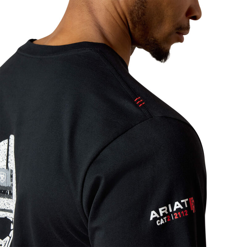Ariat Mens FR Ruffneck Skull Logo LS black tee shirt