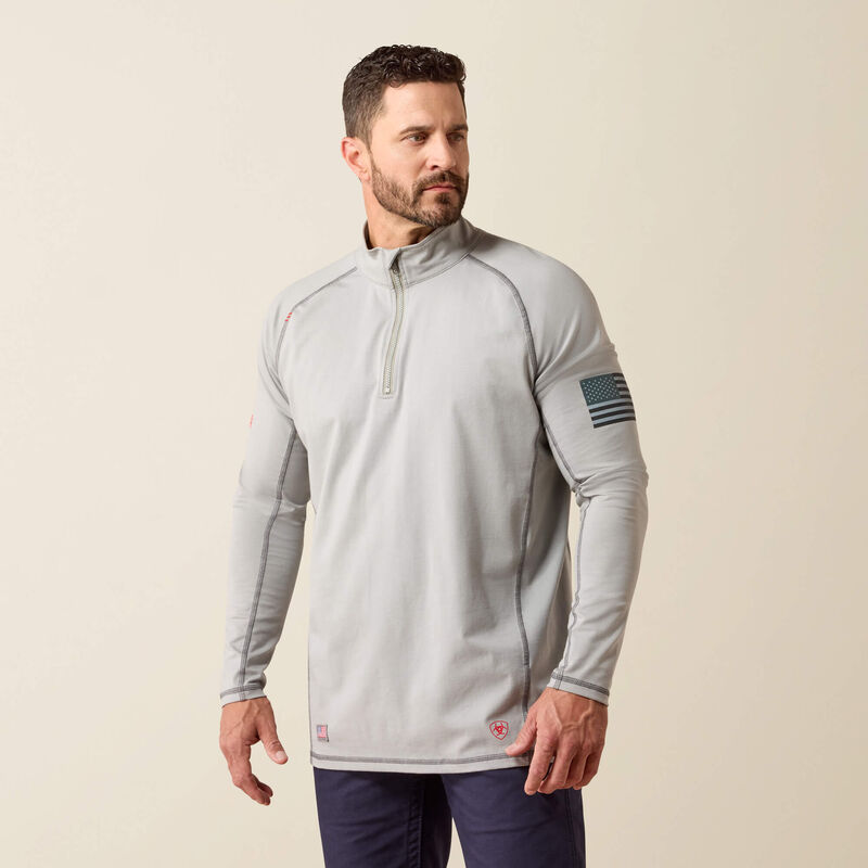 1/4 Zip Work Shirt FR, Silver Fox