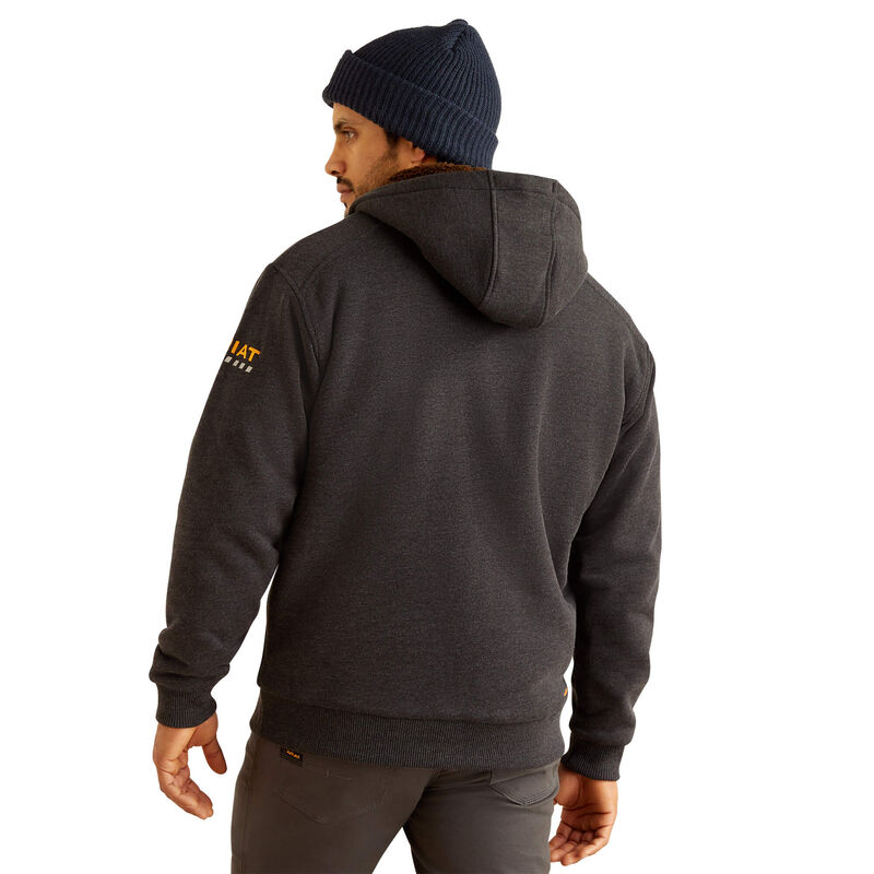 Men Rebar All-Weather Sherpa-Lined Full Zip Hoodie Charcoal Heather