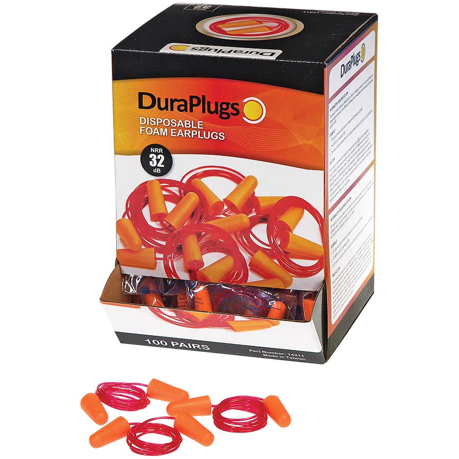Duraplug Orange Corded Earplugs, Box of 100