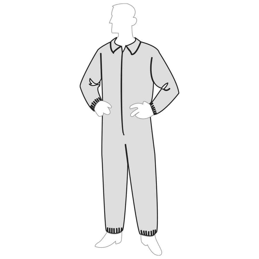 Disp Coverall Zip-Front Elastic, Case of 25, 4X Large