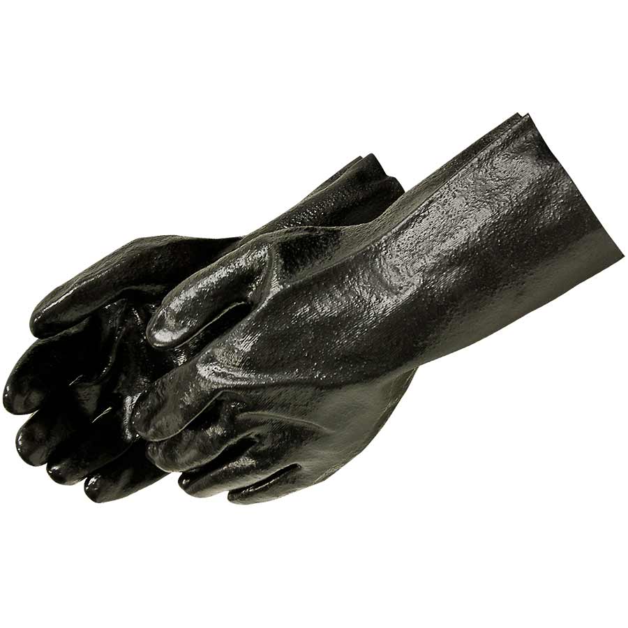 Semi-Rough Black 12" Gauntlet PVC Gloves