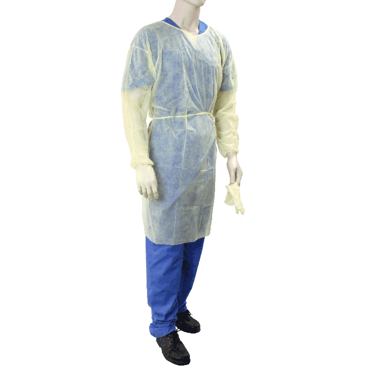 Isolation Gown Fluid Resistant, Universal, Yellow, 10/5/cs