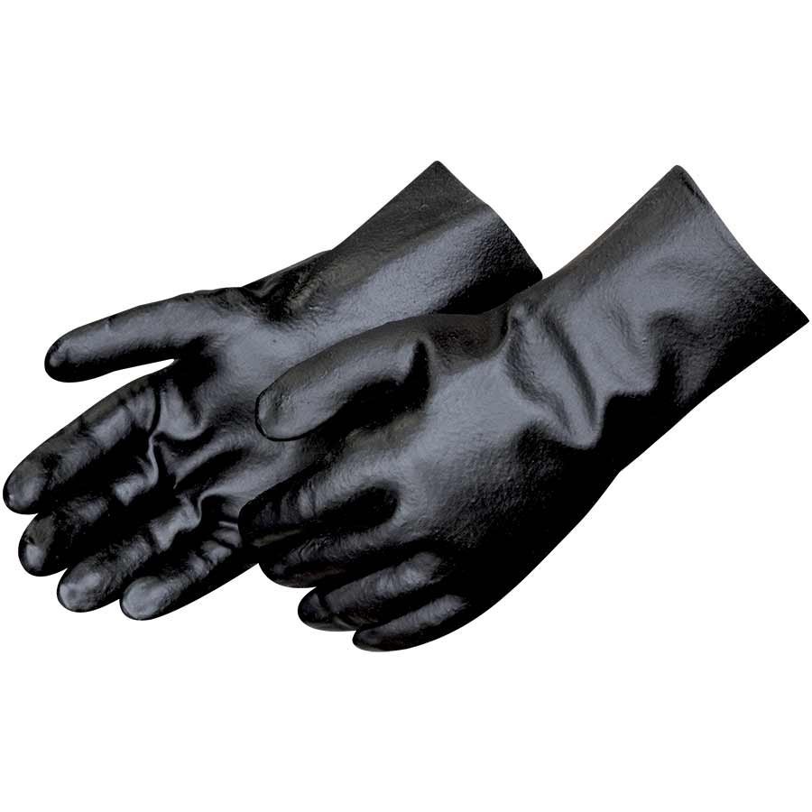 Smooth Finish Black 12" Gauntlet PVC Gloves, Dozen