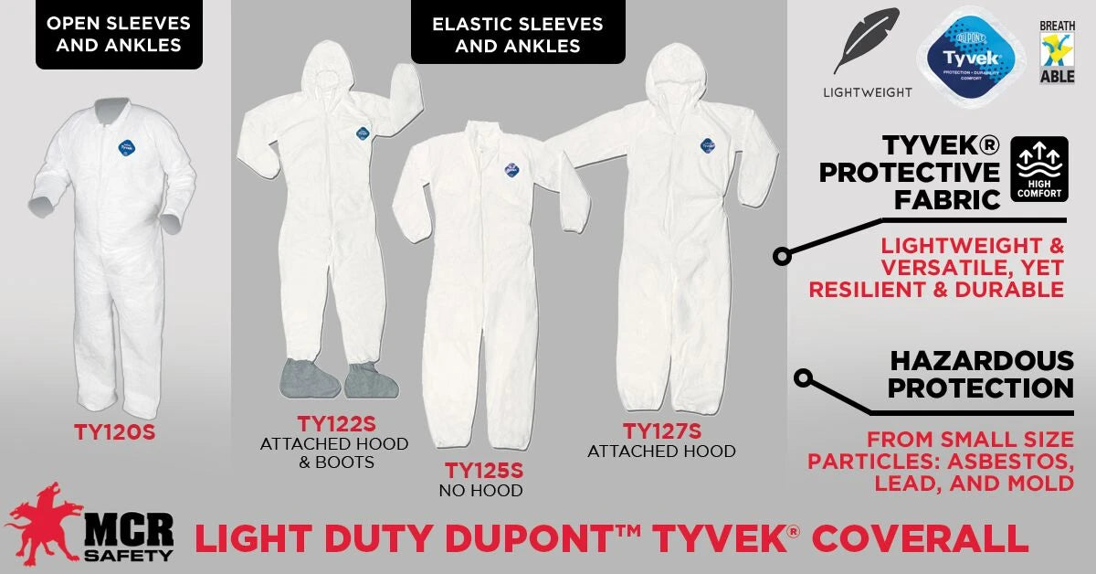 Dupont Tyvek Coverall with Front Zipper, 1 Each, 5X Large