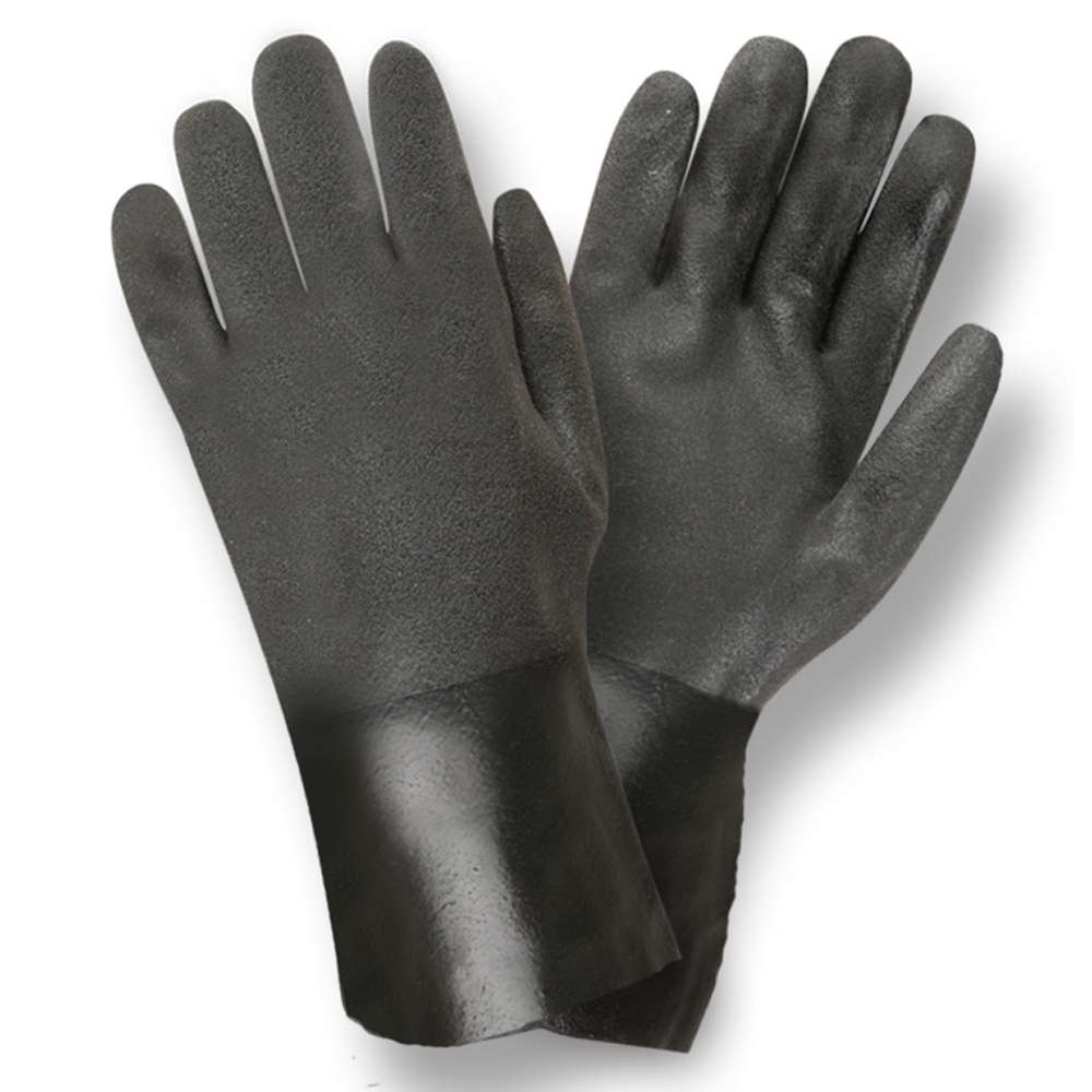 12" Blk PVC Gloves, Pack of 12, Large