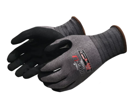 A6 Cut Resistant Ultra-U 18G Black Sandy Nitrile Gloves