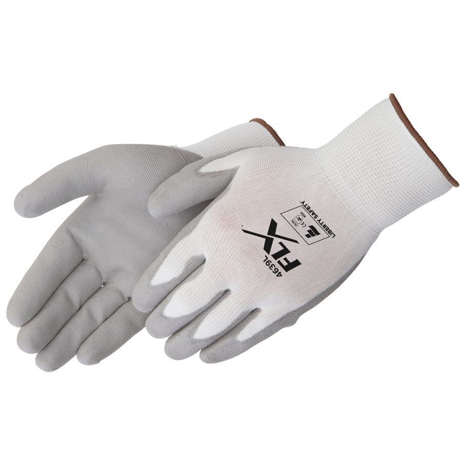 13 gauge, 100% nylon shell, PU palm White