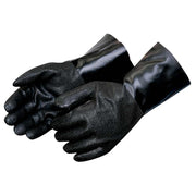 14" gauntlet black PVC fully coated, double dipped, rough finish, jersey lined