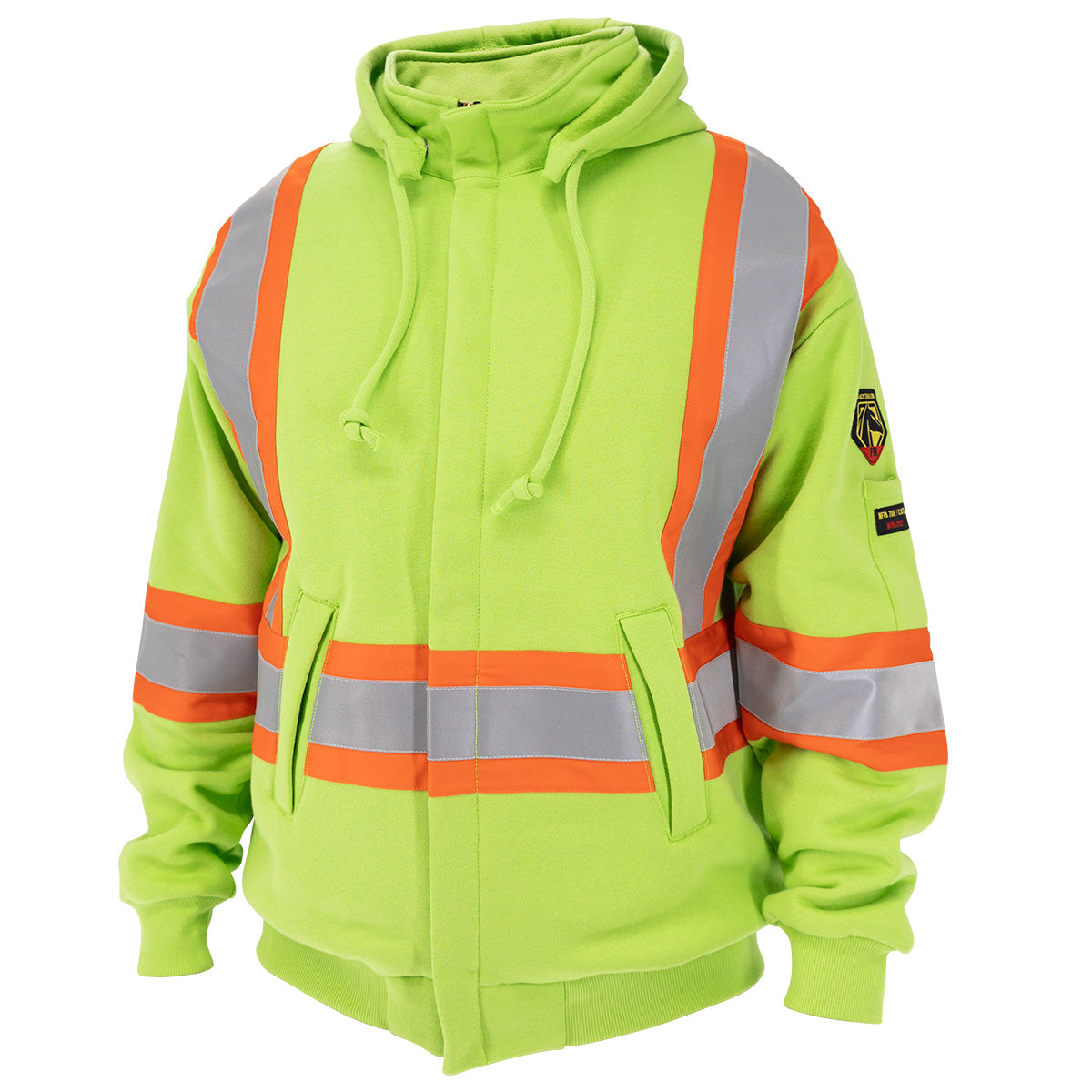 12oz FR Cotton Full Zip Hoodie Sfty Lime