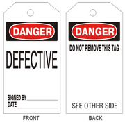 6"x3" Danger Defective Tag
