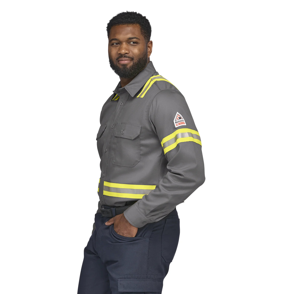 CAT 2 AR/FR Men's Midweight Enhanced Visibility Uniform Shirt, R