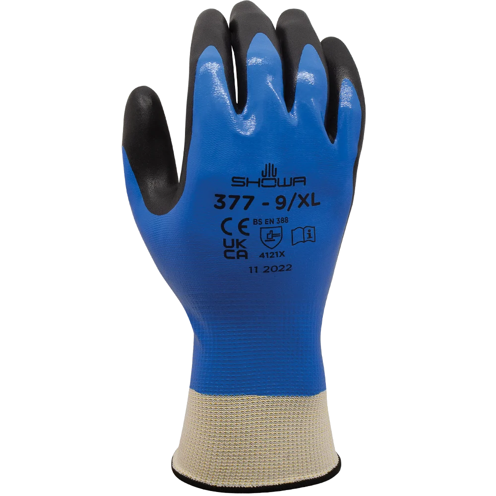 General Purpose Full Nitrile Blue Undercoating w/Black Foam Palm Coating