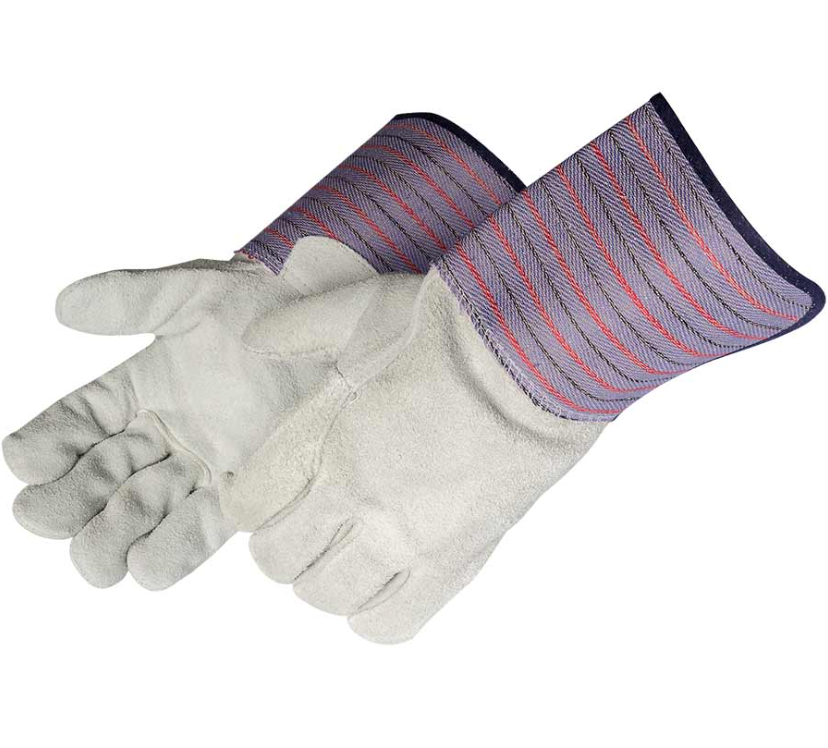 Leather Palm Gloves Regular Full Leather Back with Gauntlet Cuff