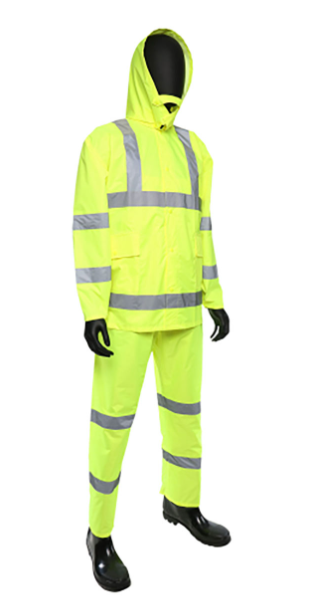 3pc Hi-Vis Rainsuit Lime Green Class 3, 6X Large
