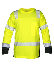 LIME/BLACK, CLASS 3, PREMIUM BLACK MEN'S COOL TOUCH LONG SLEEVE T-SHIRT, Black