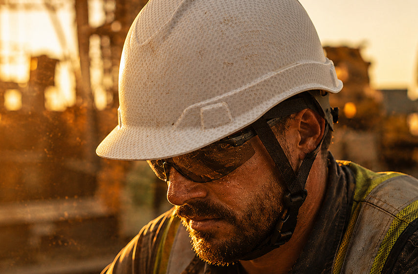 Ventilated hard hat with airflow design for construction and industrial jobsite safety 