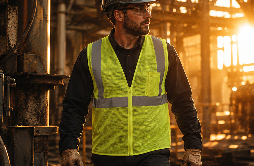 Flame-resistant hi-vis clothing designed for hazardous work environments