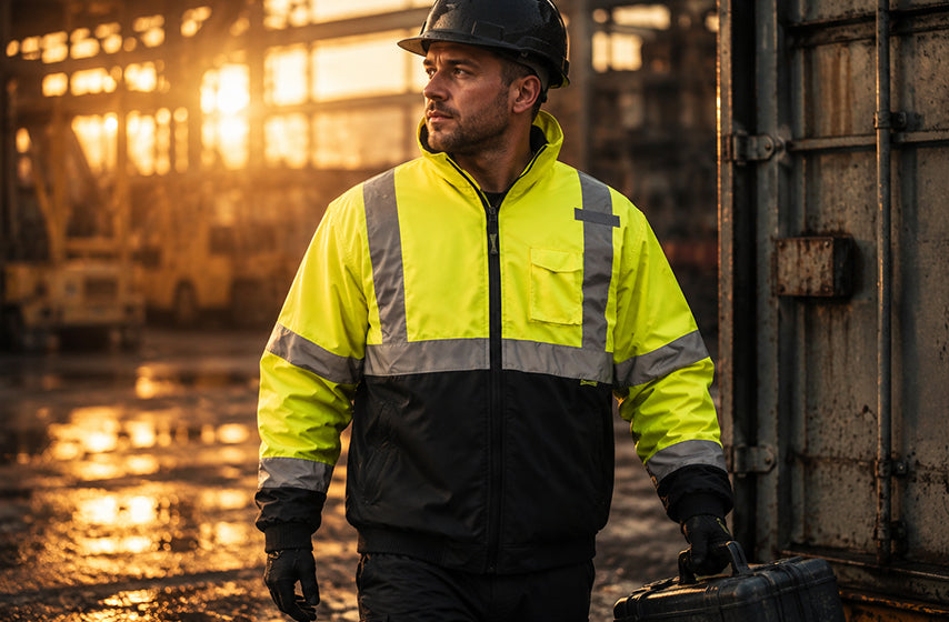 Waterproof hi-vis workwear that keeps workers visible and dry in wet conditions 