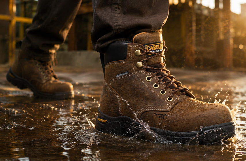Waterproof work boots built for wet jobsite conditions 