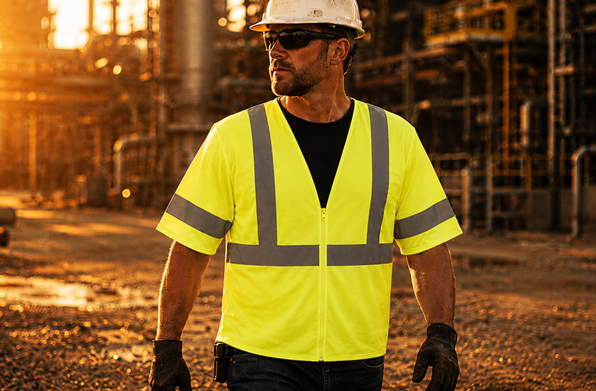 Flame-resistant safety vest for hazardous industrial work environments