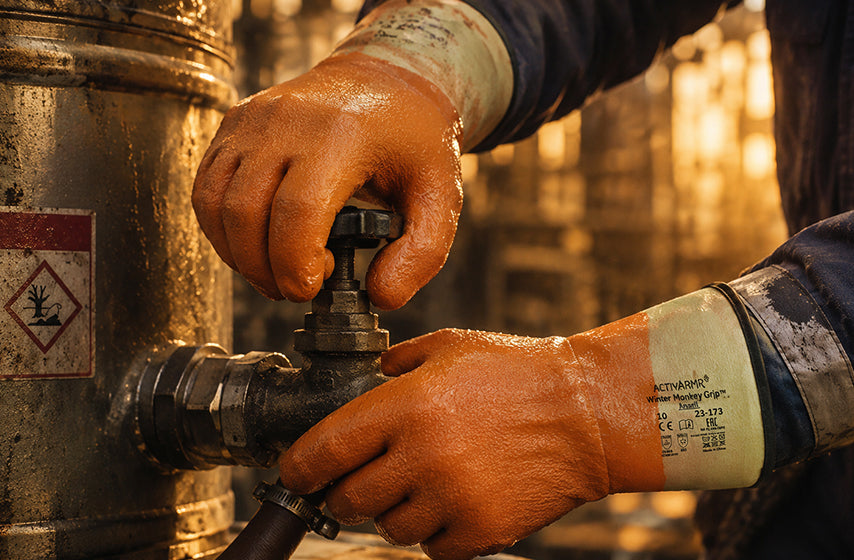 Chemical Resistant work gloves for safe handling of liquids and hazardous substances