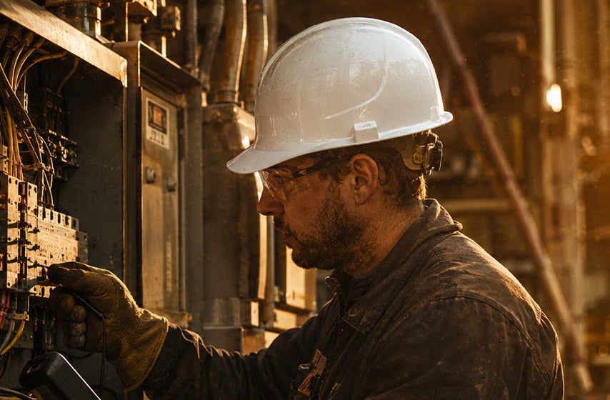 Electrical safety hard hats and head protection for utility workers 