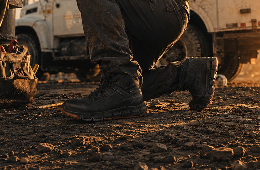 Utility worker safety boots designed for demanding outdoor jobsite conditions 