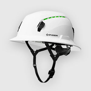 Studson safety helmet providing advanced head protection on a construction site 