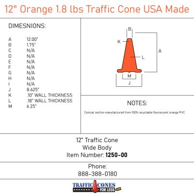 12" Traffic Cone Orange