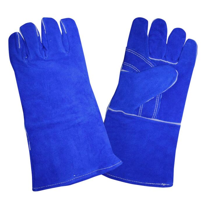 SELECT SHOULDER LEATHER WELDER, REINFORCED THUMB, ARAMID SEWN, FULL SOCK LINING, BLUE
