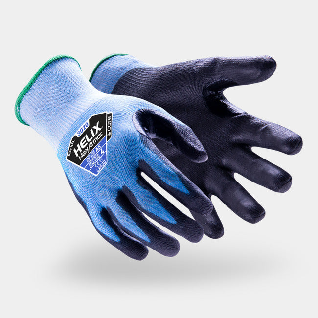 Helix Cut A5 Glove 15G HPPE Steel Glass Blend PU dip
