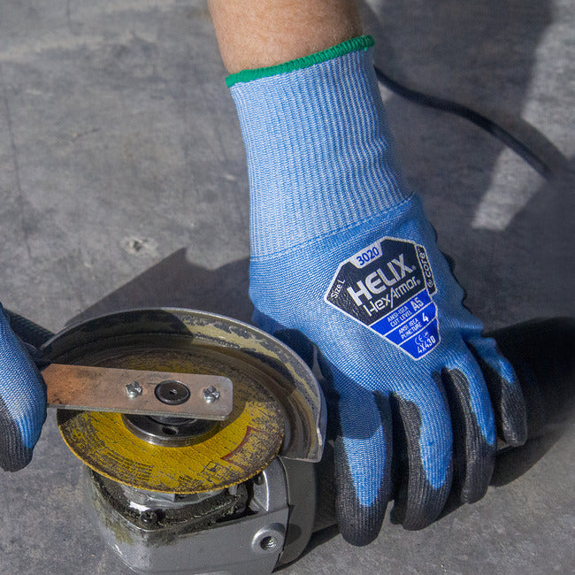 Helix Cut A5 Glove 15G HPPE Steel Glass Blend PU dip
