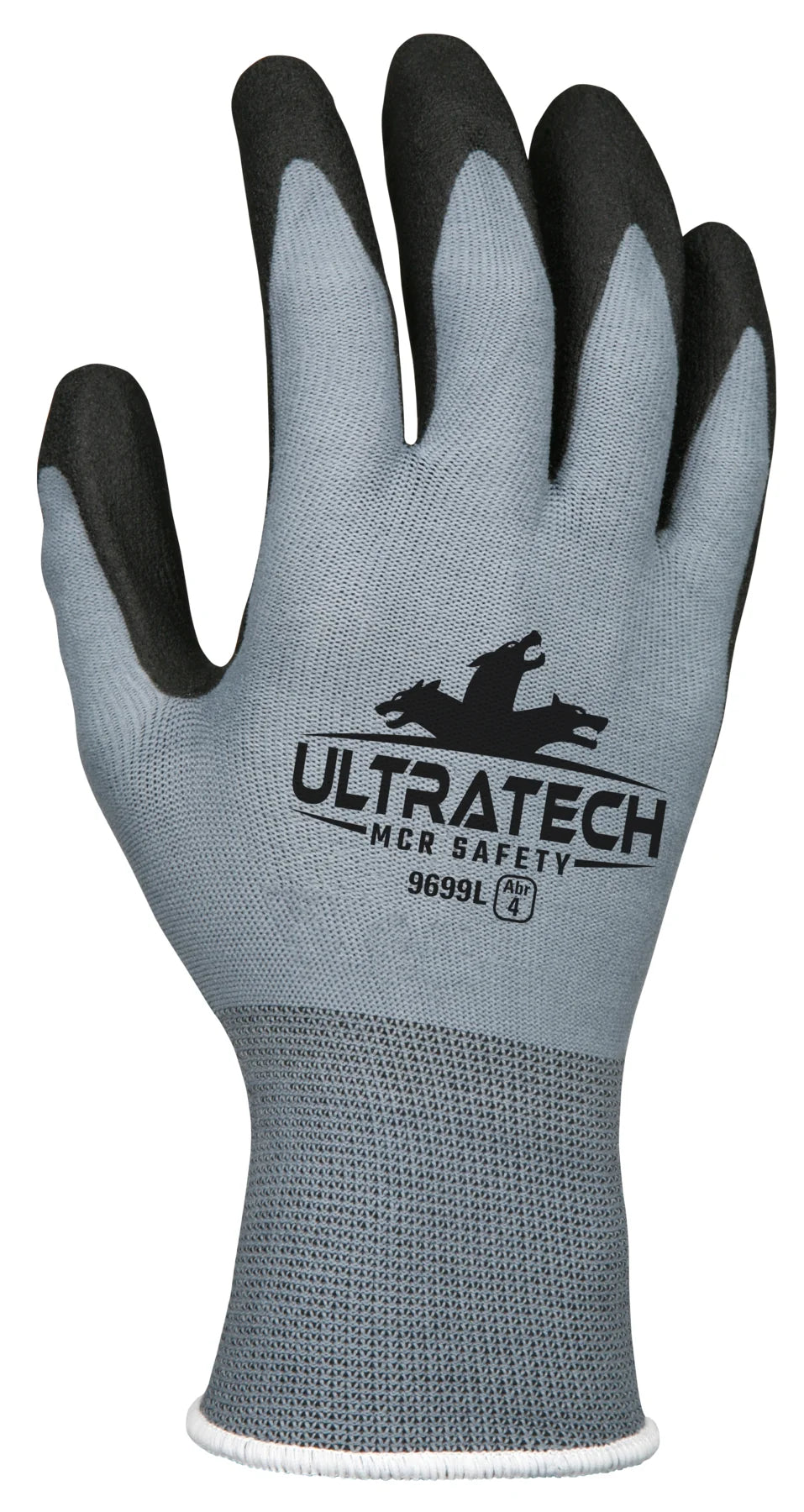 15 Gauge Gray Nylon Shell Black HPT Palm and Fingers Gloves size XL, 2X Large
