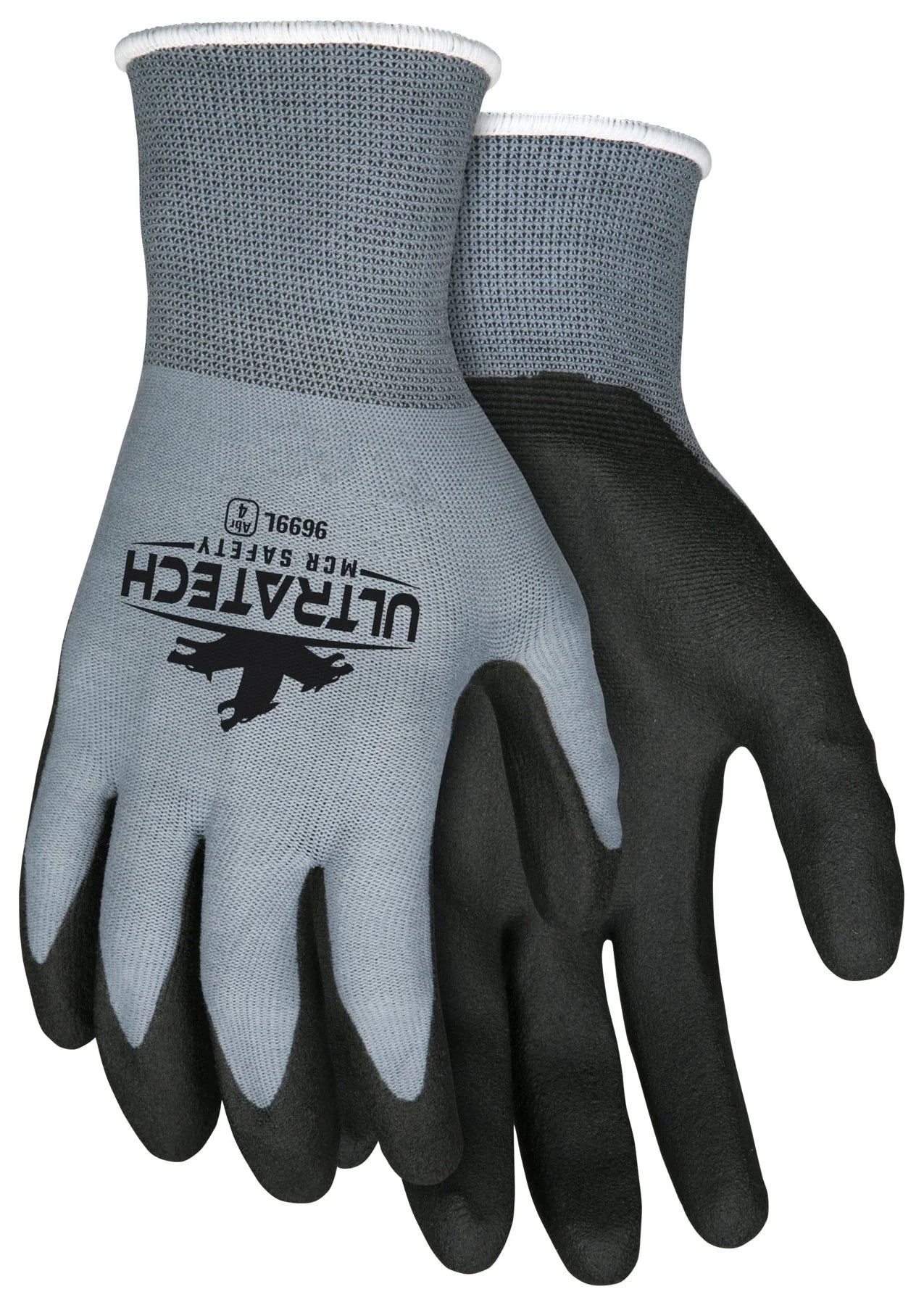 15 Gauge Gray Nylon Shell Black HPT Palm and Fingers Gloves size XL, 2X Large