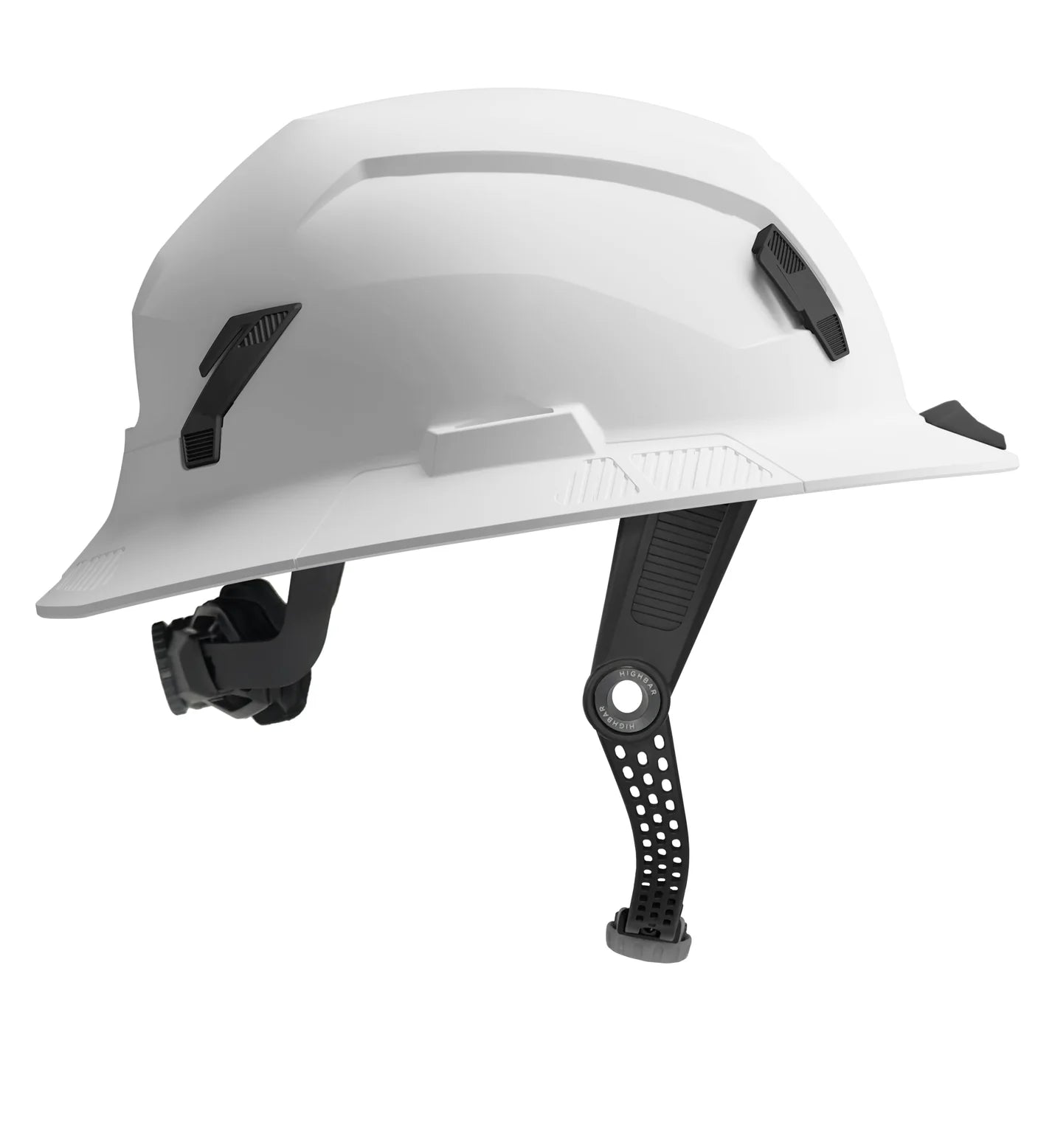Hard Hat Full Brim Type 2 Non-Vented High Bar Chin Strap, White