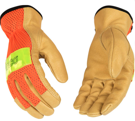 Hi-Vis Mesh & Pigskin Palm Gloves - Single Pair