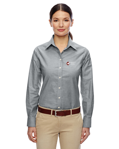 Load image into Gallery viewer, Liberty Steel - Harriton Ladies&#39; Long Sleeve Oxford with Stain Release
